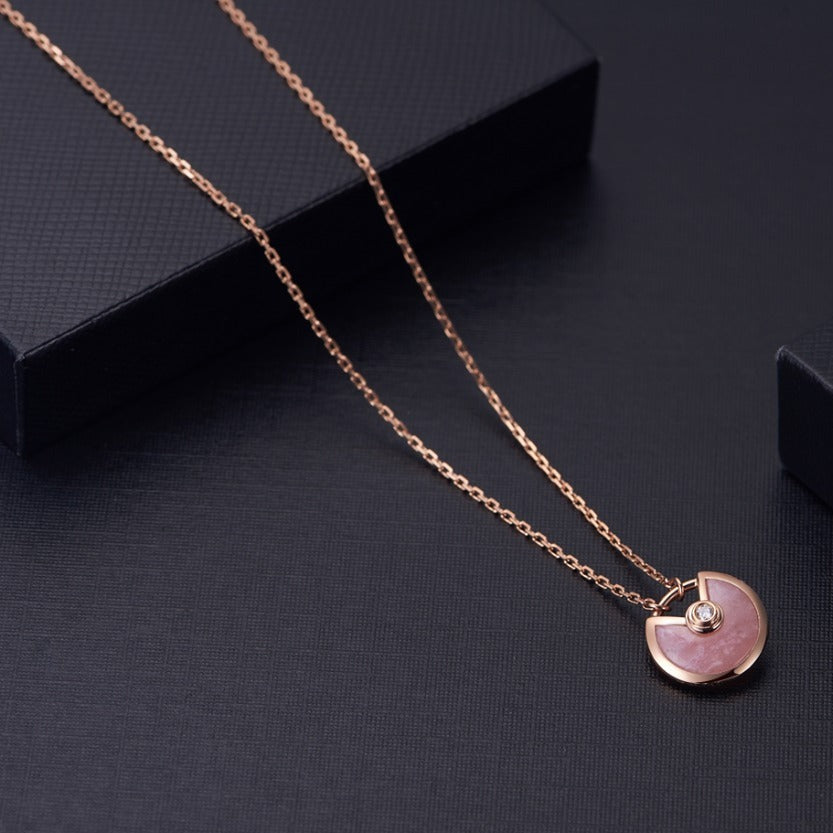 [BLAUE TRÄNEN]AMULETT ROSÉGOLD ROSA MOP HALSKETTE