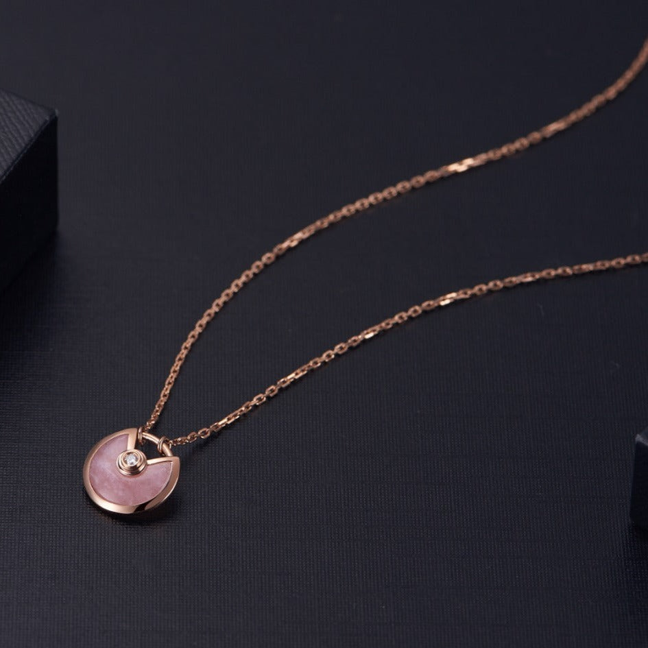 [BLAUE TRÄNEN]AMULETT ROSÉGOLD ROSA MOP HALSKETTE