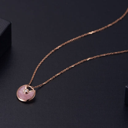 [BLAUE TRÄNEN]AMULETT ROSÉGOLD ROSA MOP HALSKETTE