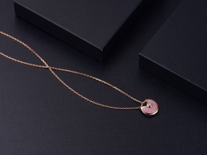 [BLAUE TRÄNEN]AMULETT ROSÉGOLD ROSA MOP HALSKETTE