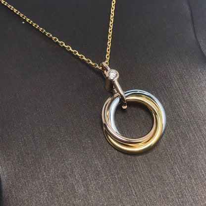 [BLAUE TRÄNEN]TRINITY SILBER GOLD ROSA GOLD HALSKETTE
