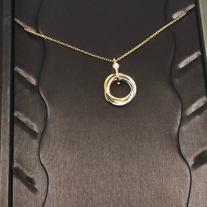 [BLAUE TRÄNEN]TRINITY SILBER GOLD ROSA GOLD HALSKETTE