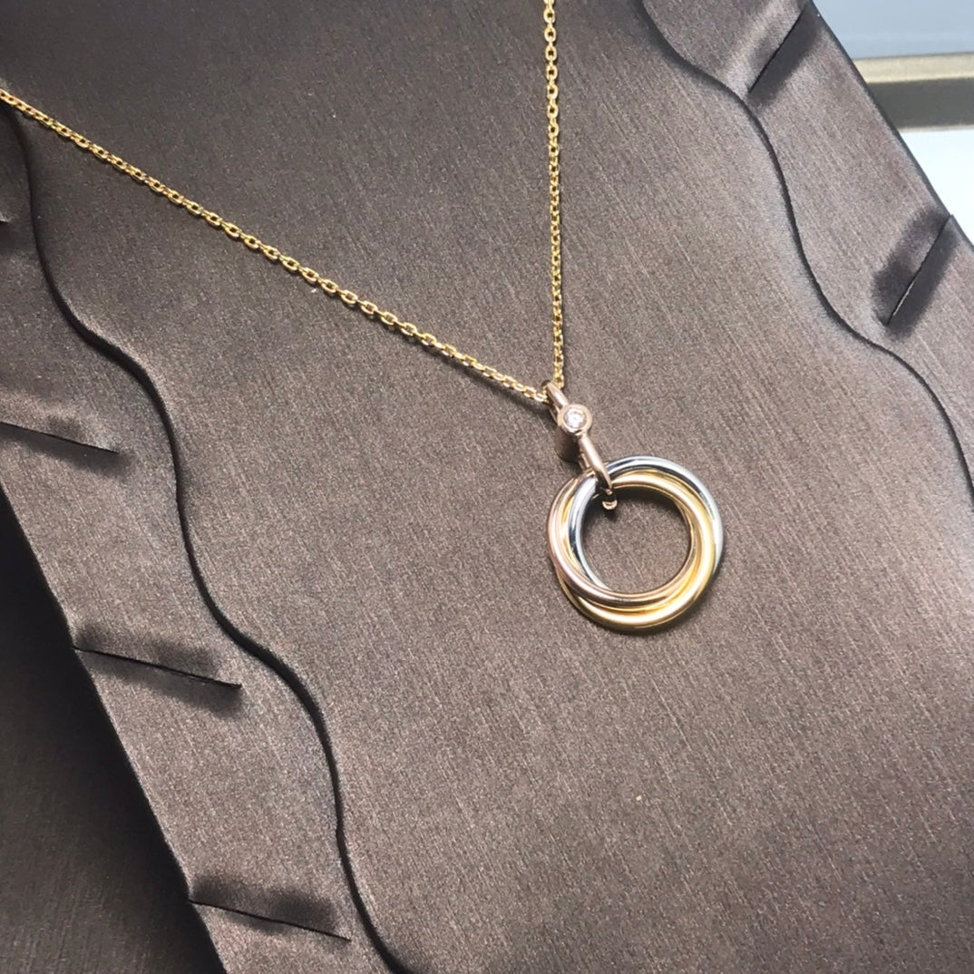 [BLAUE TRÄNEN]TRINITY SILBER GOLD ROSA GOLD HALSKETTE