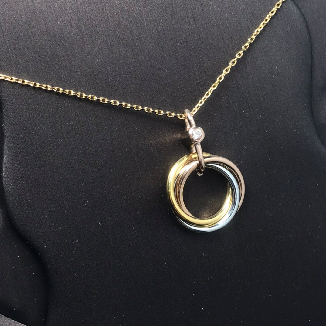 [BLAUE TRÄNEN]TRINITY SILBER GOLD ROSA GOLD HALSKETTE