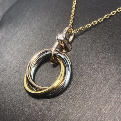 [BLAUE TRÄNEN]TRINITY SILBER GOLD ROSA GOLD HALSKETTE