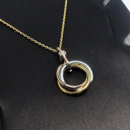 [BLAUE TRÄNEN]TRINITY SILBER GOLD ROSA GOLD HALSKETTE