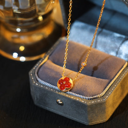 [BLAUE TRÄNEN] HALSKETTE MIT SONNENANHÄNGER AUS ROTGOLD MIT 1 DIAMANT