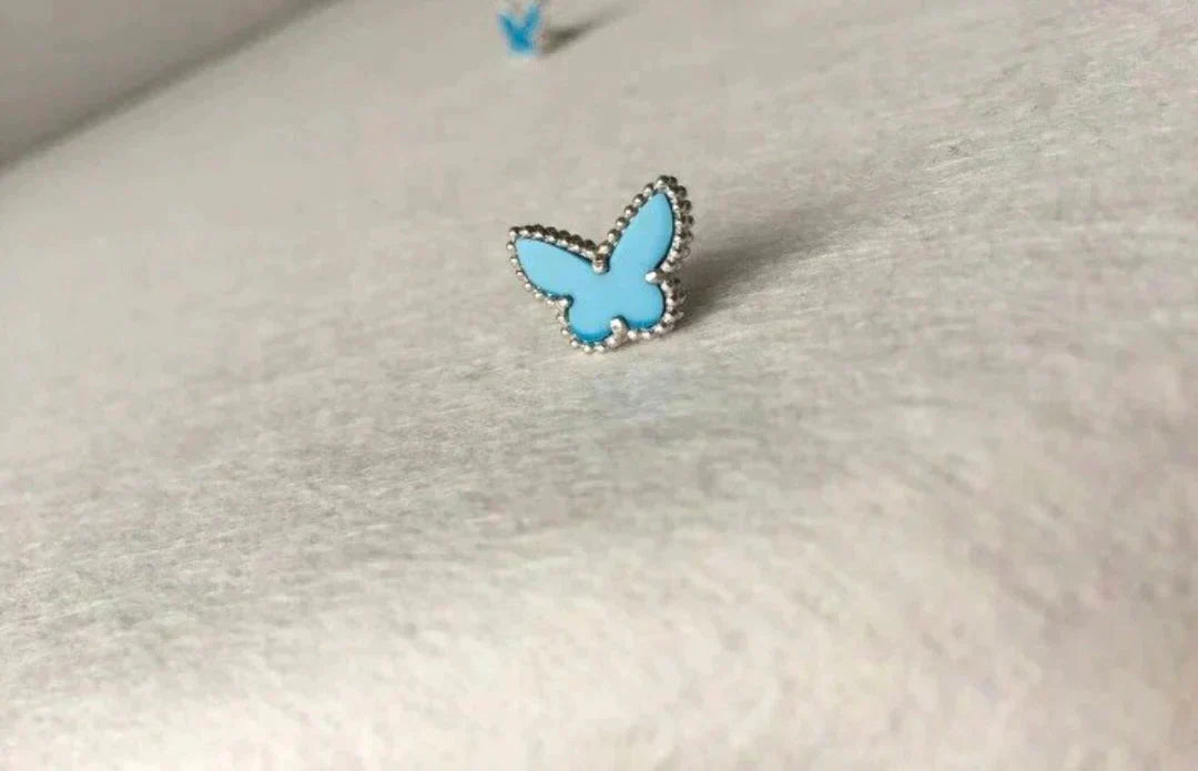 [BLUE TEARS]BUTTERFLY TURQUOISE EARRINGS SILVER