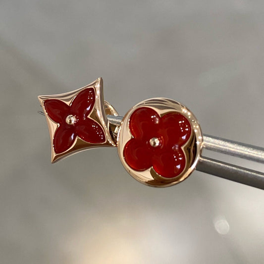 [BLUE TEARS]Ohrstecker mit Stern und Sonne aus Roségold mit Karneol