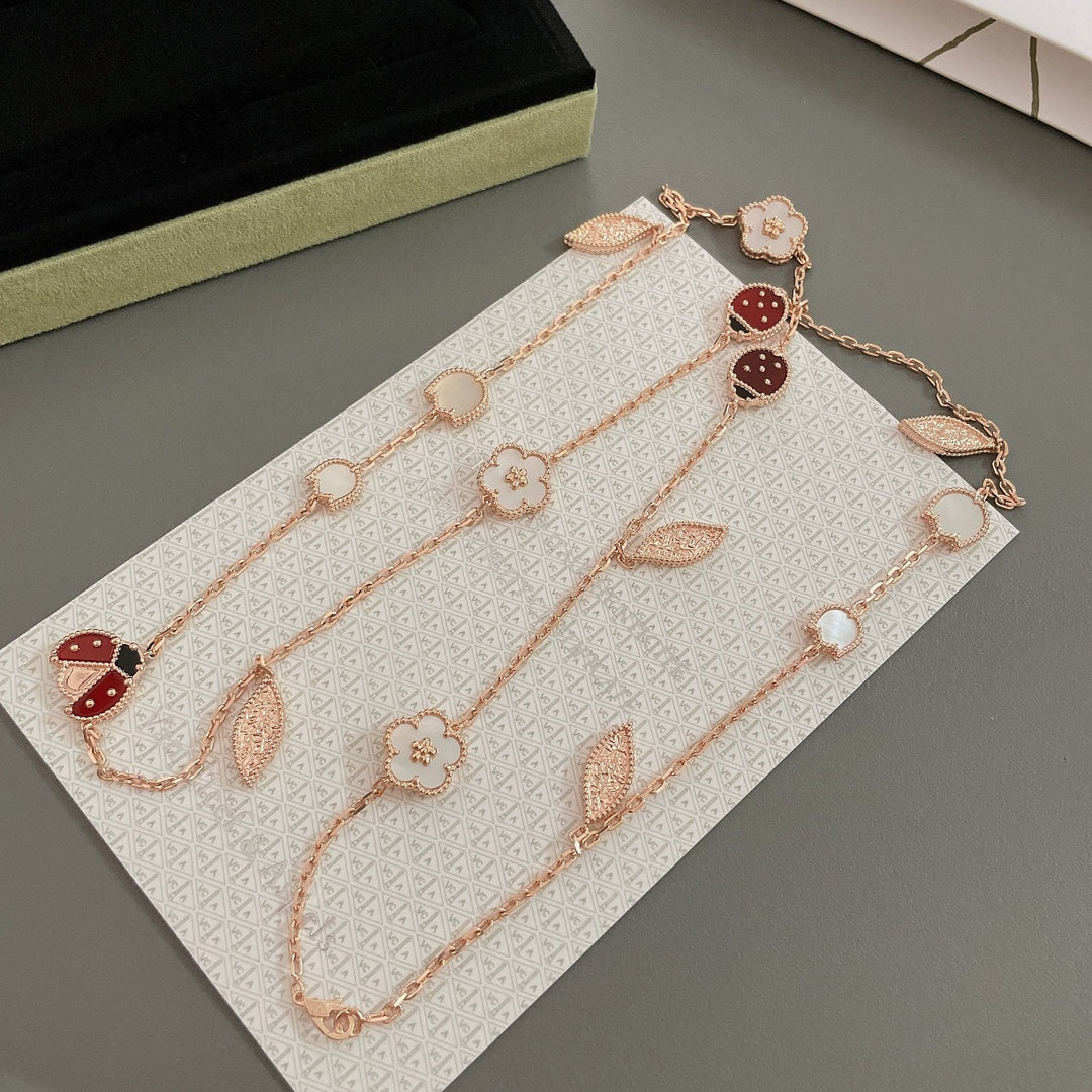 [BLAUE TRÄNEN]LUCKY SPRING 15 MOTIVE ROSÉGOLD HALSKETTE