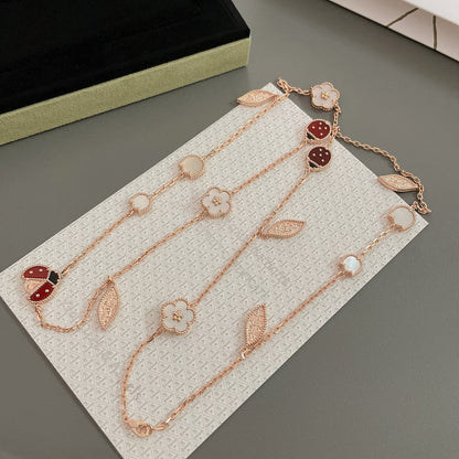[BLAUE TRÄNEN]LUCKY SPRING 15 MOTIVE ROSÉGOLD HALSKETTE