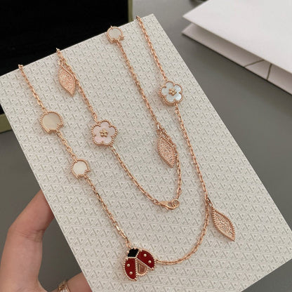 [BLAUE TRÄNEN]LUCKY SPRING 15 MOTIVE ROSÉGOLD HALSKETTE