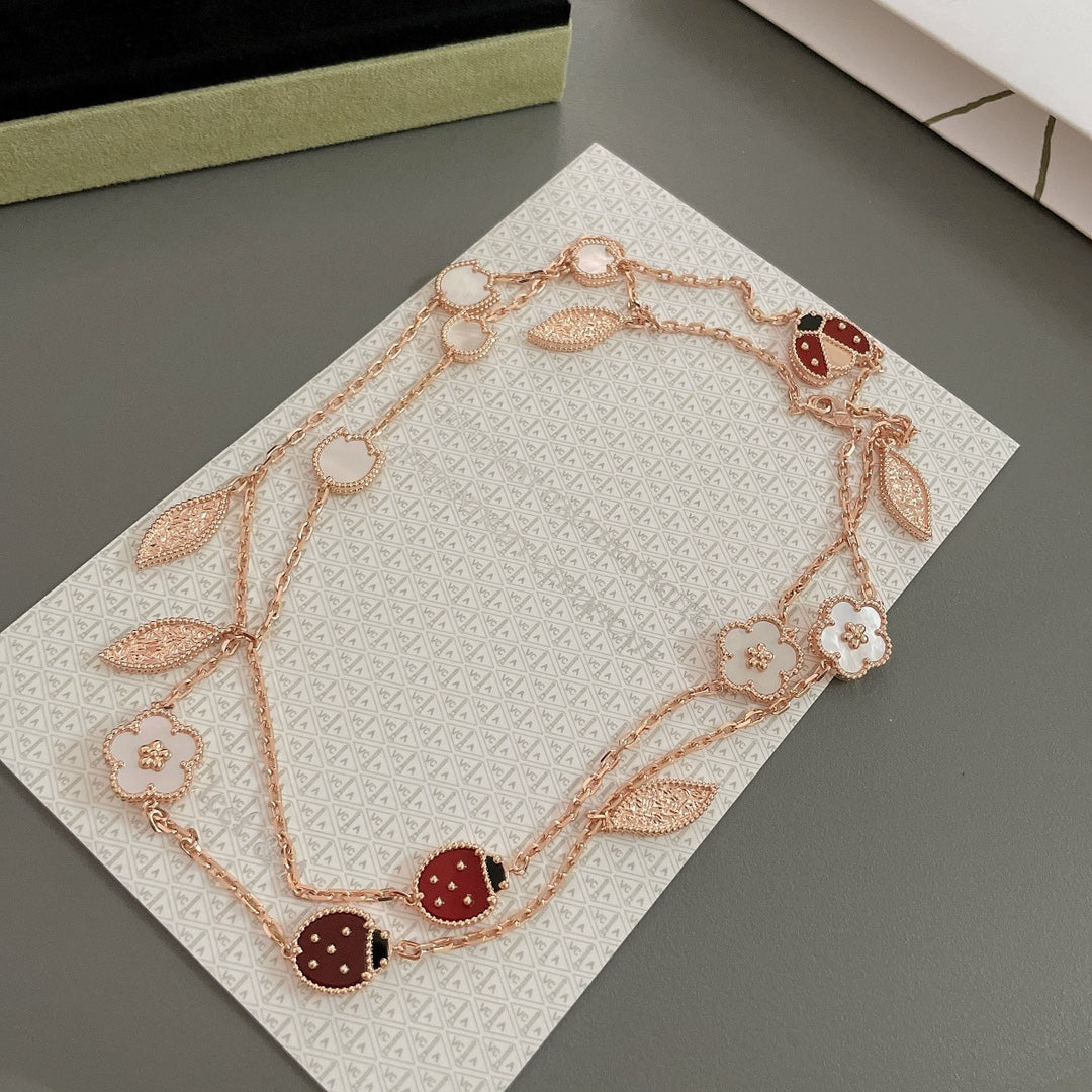 [BLAUE TRÄNEN]LUCKY SPRING 15 MOTIVE ROSÉGOLD HALSKETTE