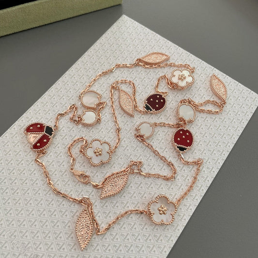 [BLAUE TRÄNEN]LUCKY SPRING 15 MOTIVE ROSÉGOLD HALSKETTE