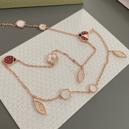 [BLAUE TRÄNEN]LUCKY SPRING 15 MOTIVE ROSÉGOLD HALSKETTE