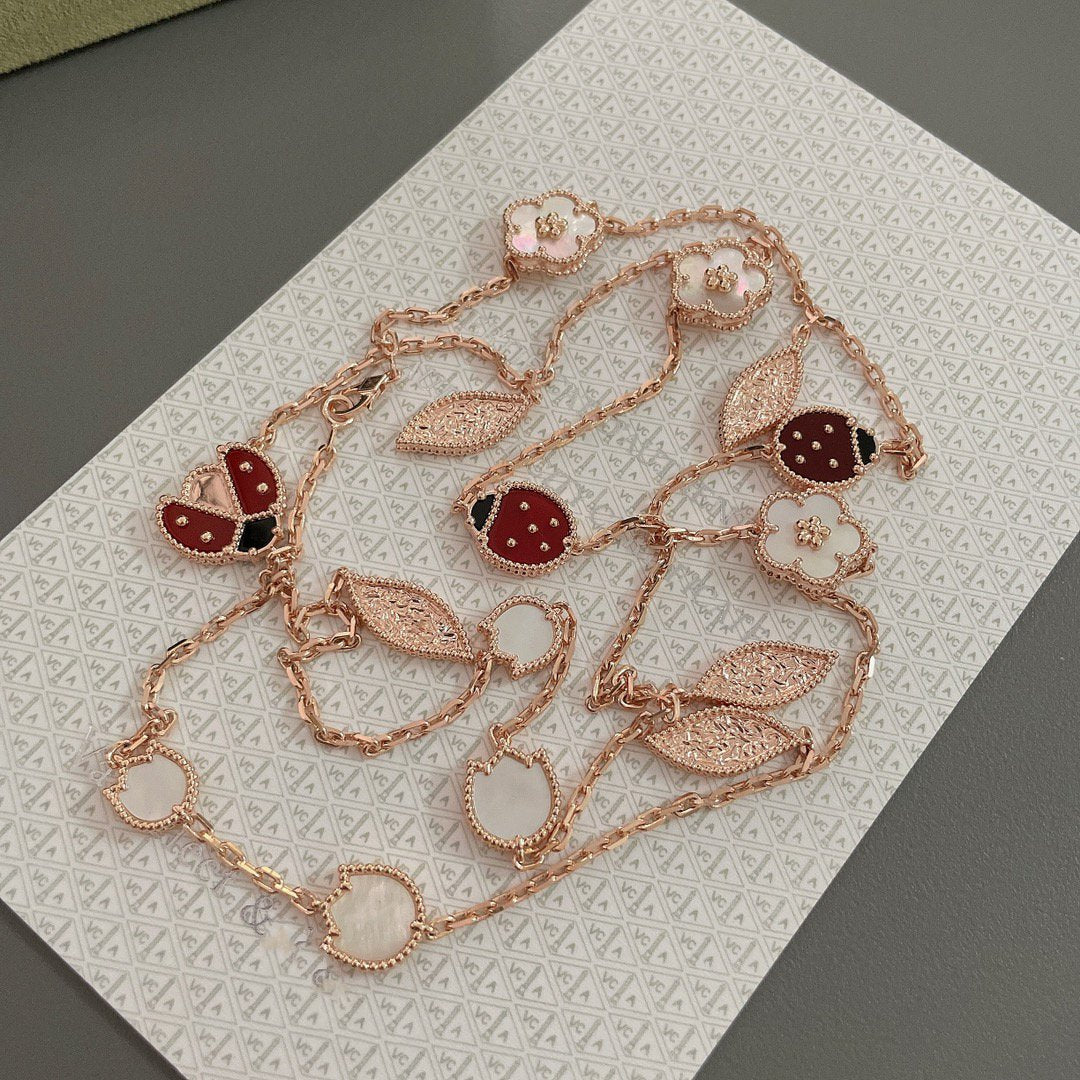[BLAUE TRÄNEN]LUCKY SPRING 15 MOTIVE ROSÉGOLD HALSKETTE