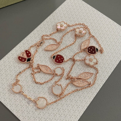 [BLAUE TRÄNEN]LUCKY SPRING 15 MOTIVE ROSÉGOLD HALSKETTE