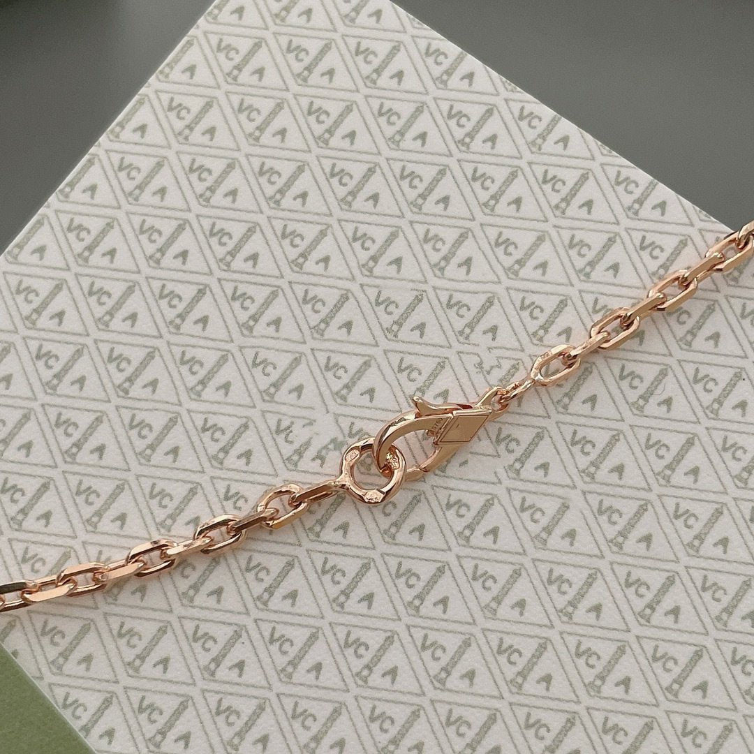 [BLAUE TRÄNEN]LUCKY SPRING 15 MOTIVE ROSÉGOLD HALSKETTE
