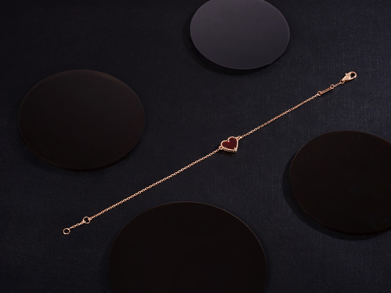 [BLUE TEARS]HEART CARNELIAN PINK GOLD BRACELET