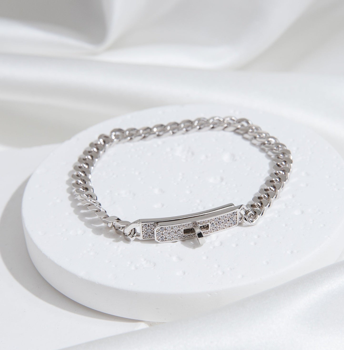 [BLAUE TRÄNEN] KELLY CHAIN ​​SILBER DIAMANTARMBAND