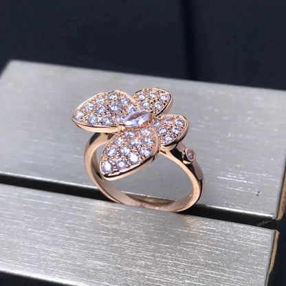 [BLAUE TRÄNEN] SCHMETTERLINGSRING AUS ROTGOLD MIT DIAMANTEN
