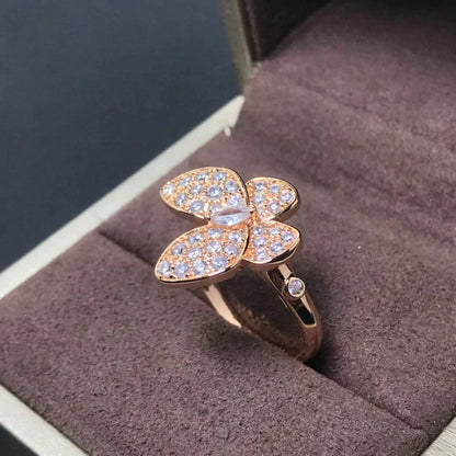 [BLAUE TRÄNEN] SCHMETTERLINGSRING AUS ROTGOLD MIT DIAMANTEN