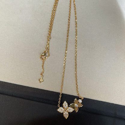 [BLAUE TRÄNEN]STAR BLOSSOM HALSKETTE ROTGOLD DIAMANTEN