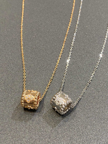 [BLAUE TRÄNEN] PERLEE ANHÄNGER SILBER DIAMANT HALSKETTE 