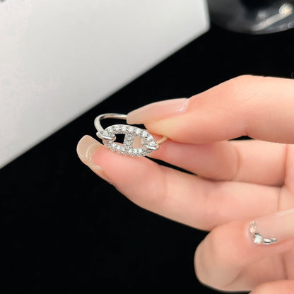 [BLUE TEARS]Runder kleiner silberner Diamantring
