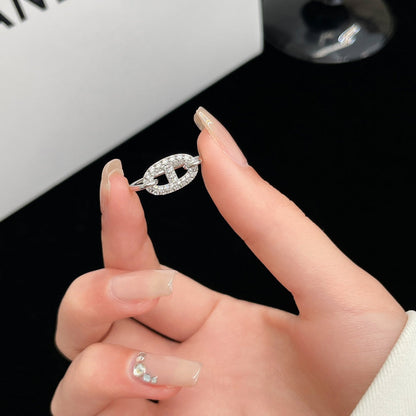 [BLUE TEARS]Runder kleiner silberner Diamantring