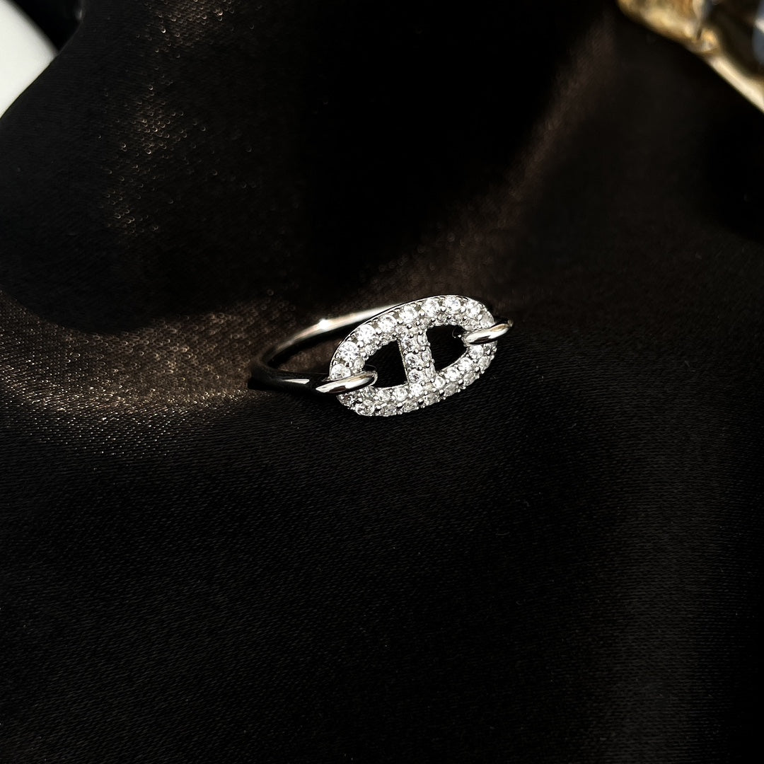 [BLUE TEARS]Runder kleiner silberner Diamantring
