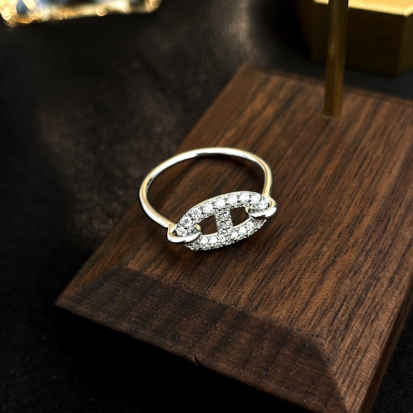 [BLUE TEARS]Runder kleiner silberner Diamantring