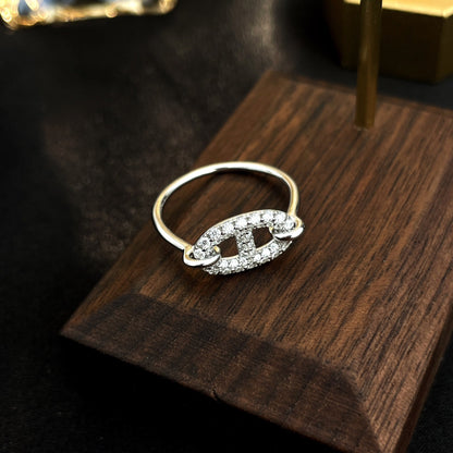 [BLUE TEARS]Runder kleiner silberner Diamantring