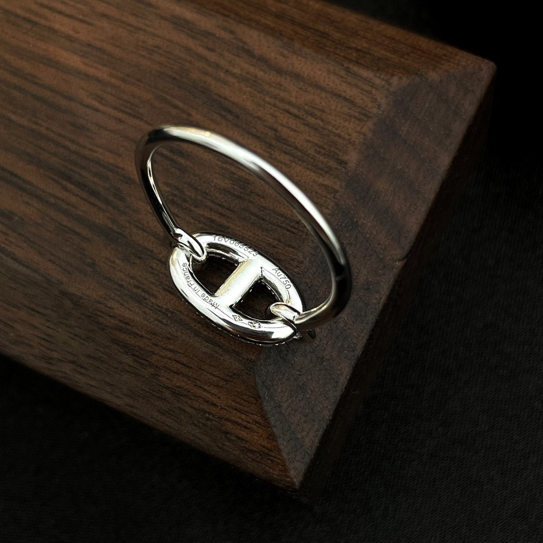 [BLUE TEARS]Runder kleiner silberner Diamantring
