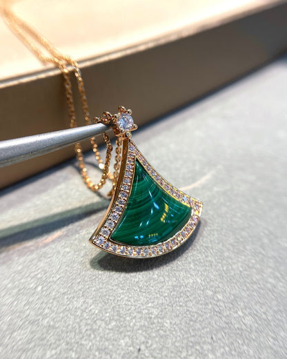[BLAUE TRÄNEN]DREAM MALACHIT DIAMANT GEPAART ROTGOLD HALSKETTE