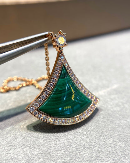 [BLAUE TRÄNEN]DREAM MALACHIT DIAMANT GEPAART ROTGOLD HALSKETTE