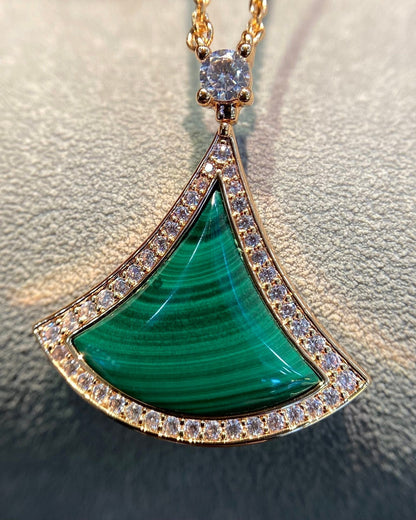 [BLAUE TRÄNEN]DREAM MALACHIT DIAMANT GEPAART ROTGOLD HALSKETTE