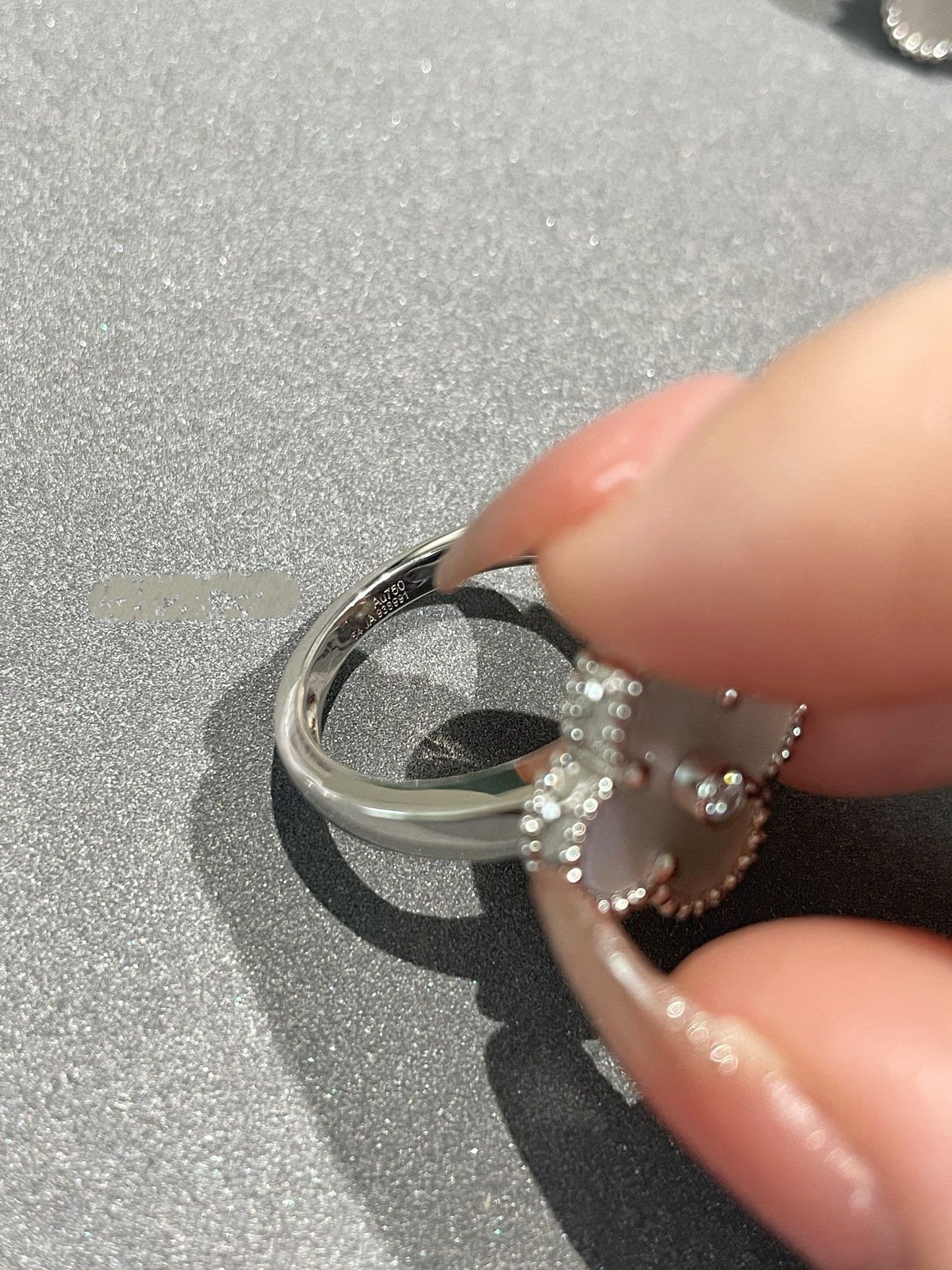 [BLAUE TRÄNEN]CLOVER SILBERNER MOP DIAMANTRING