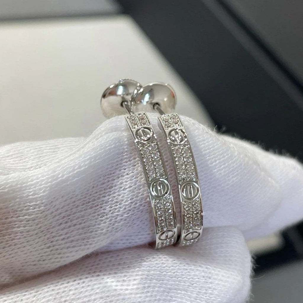 [Blue Tears Jewelry]LOVE EARRINGS 3.6MM DIAMOND PAVED