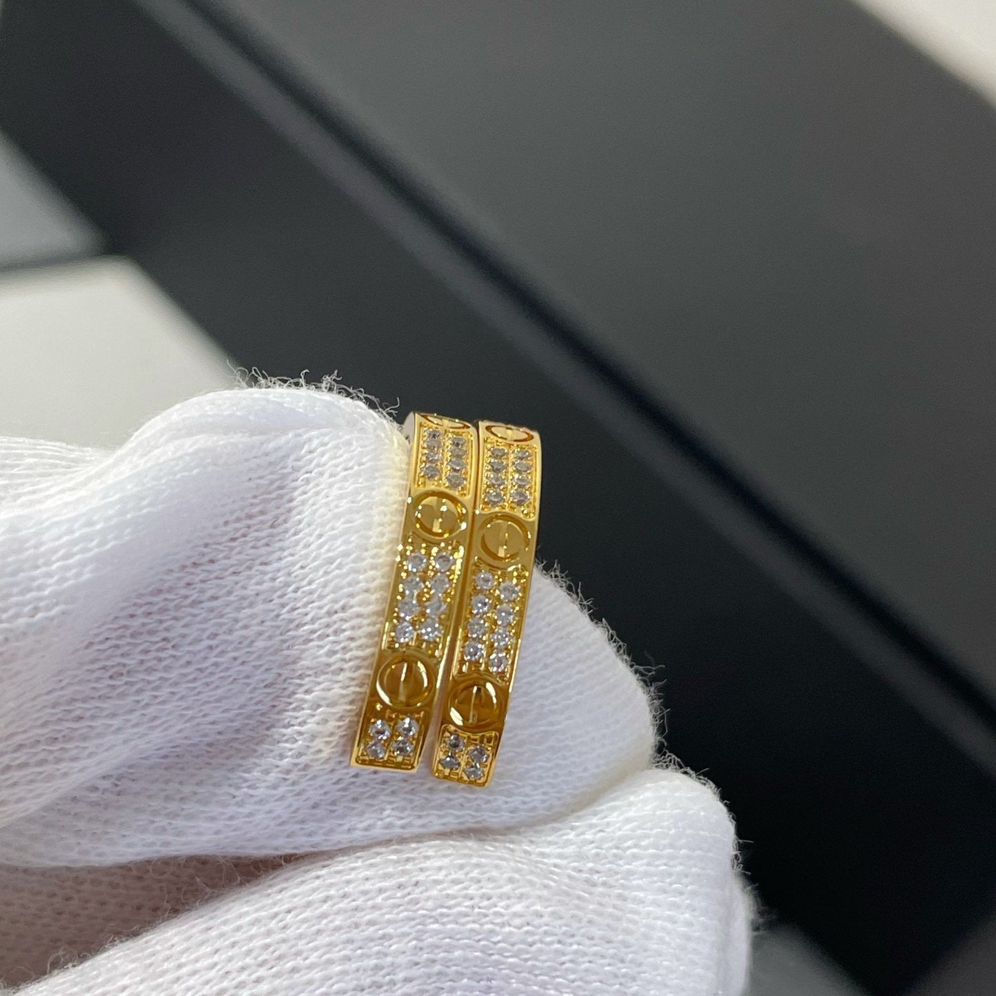 [ブルーティアーズ]ラブダイヤモンドゴールドフープピアス