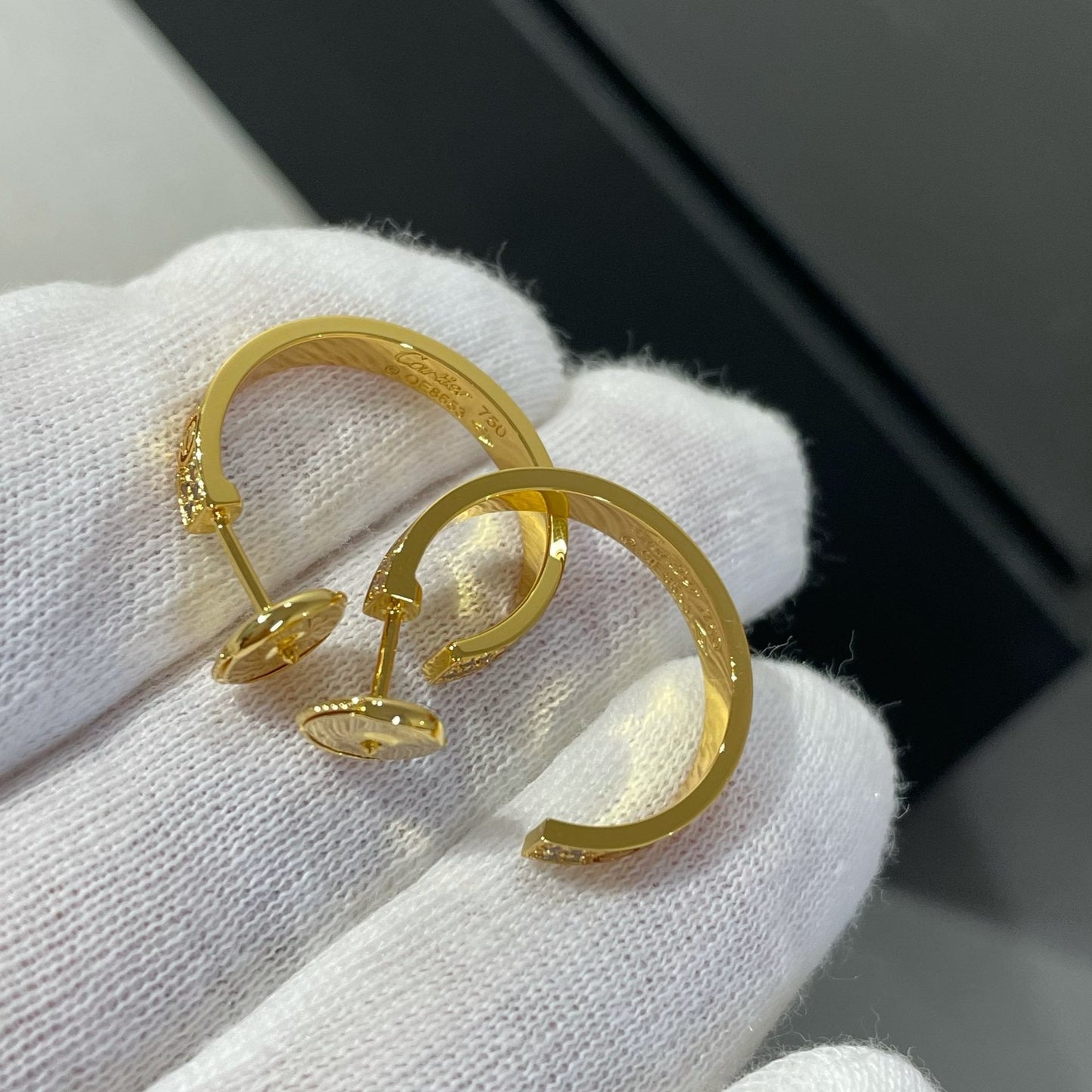[ブルーティアーズ]ラブダイヤモンドゴールドフープピアス