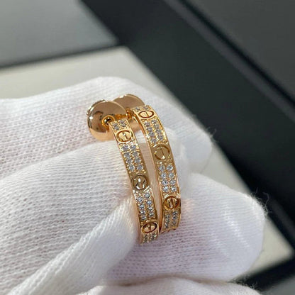 [Blue Tears Jewelry]LOVE EARRINGS 3.6MM DIAMOND PAVED