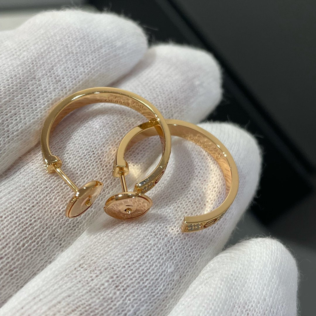 [BLUE TEARS]LOVE DIAMOND PINK GOLD HOOP EARRINGS