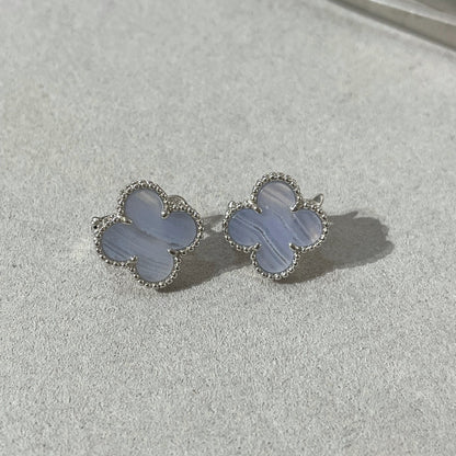 [BLAUE TRÄNEN] KLEE-OHRRINGE AUS SILBER MIT CHALCEDON