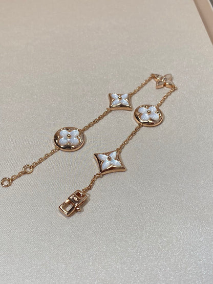 [BLAUE TRÄNEN]ARMBAND AUS ROTGOLD MIT 5 MOTIV „STERN UND SONNE“