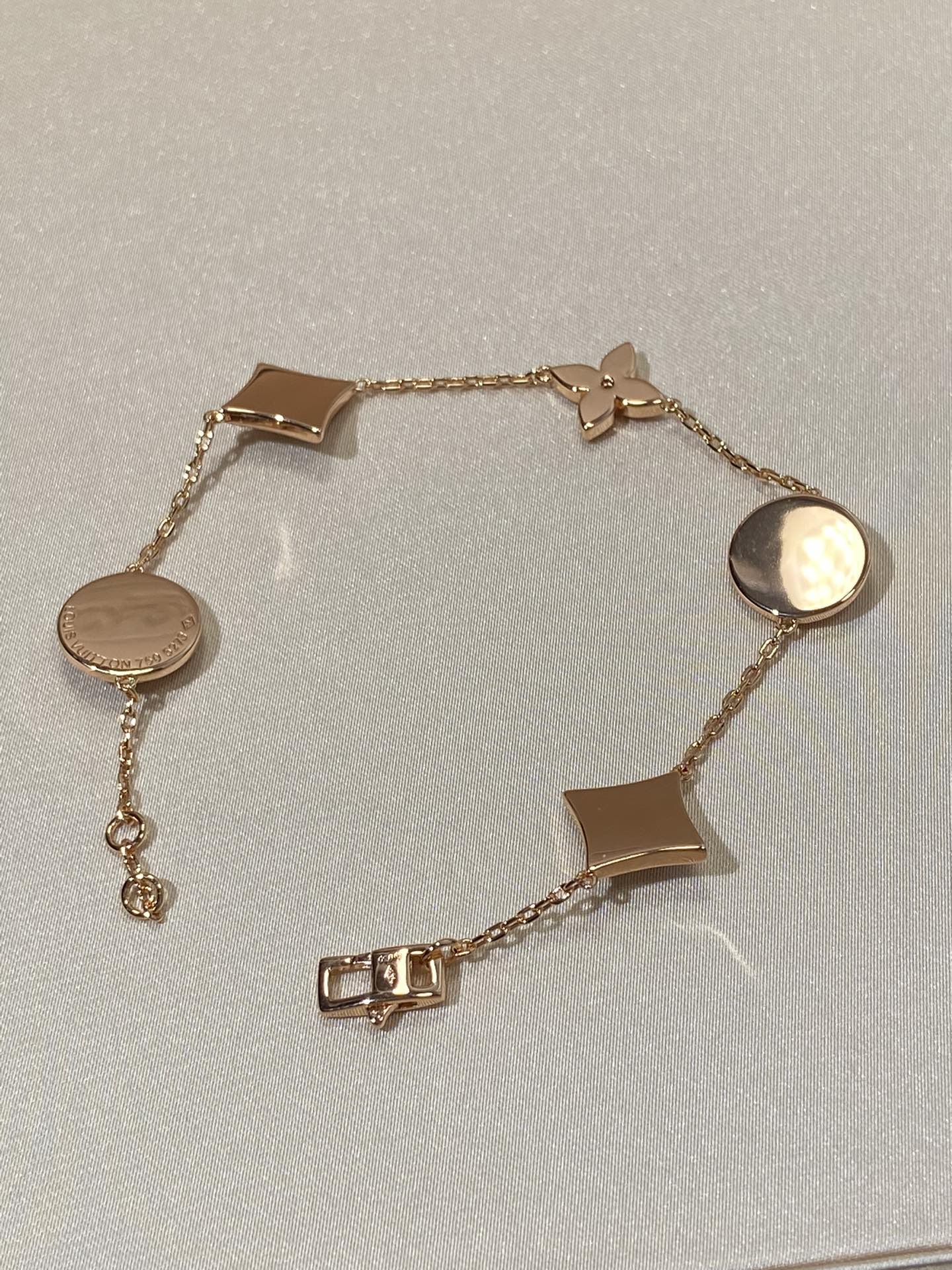 [BLAUE TRÄNEN]ARMBAND AUS ROTGOLD MIT 5 MOTIV „STERN UND SONNE“