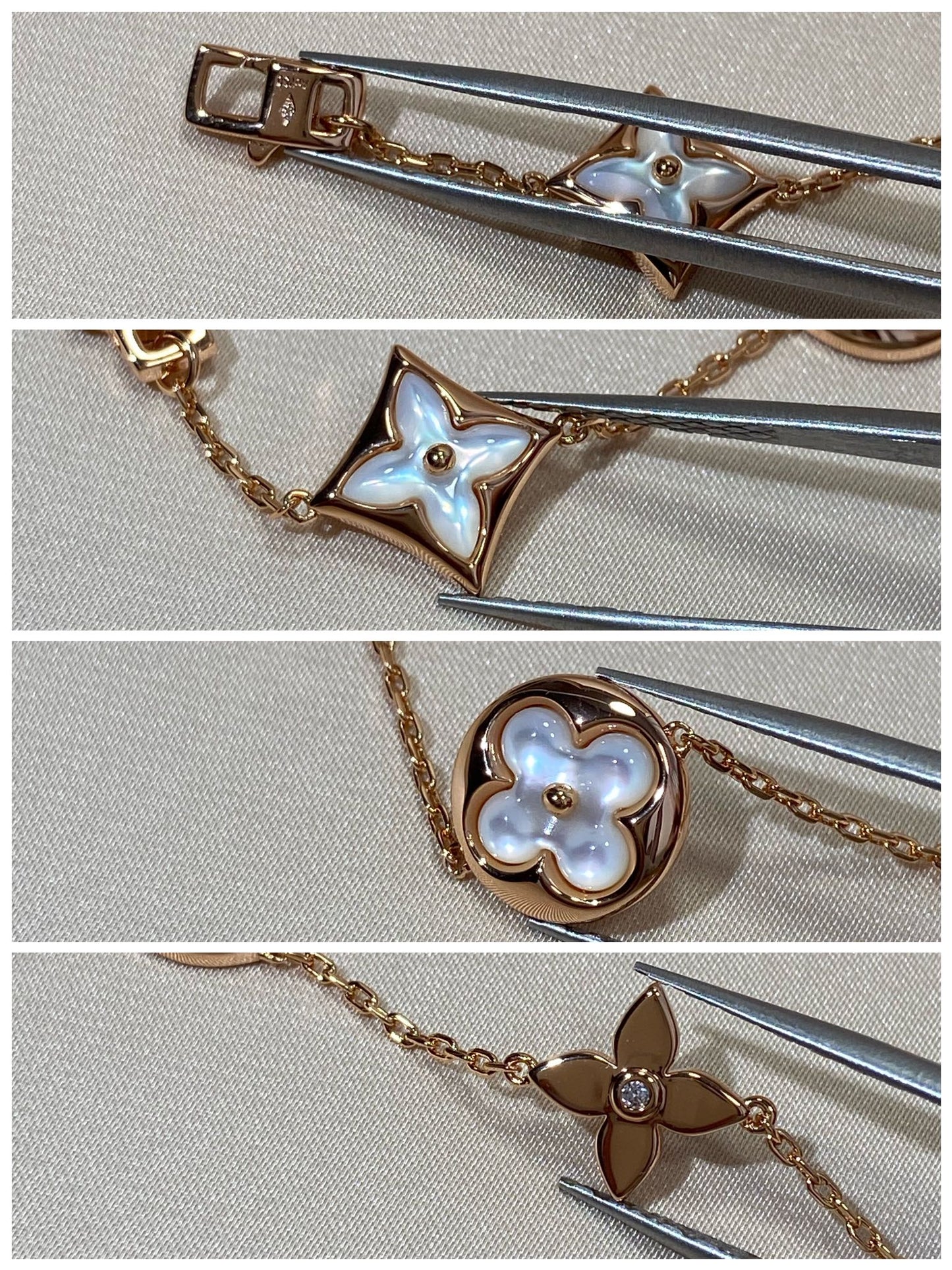 [BLAUE TRÄNEN]ARMBAND AUS ROTGOLD MIT 5 MOTIV „STERN UND SONNE“