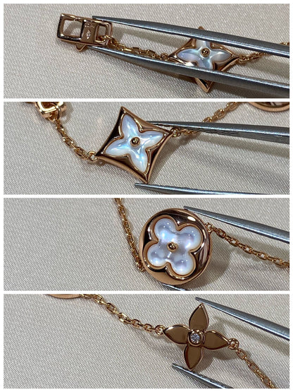[BLAUE TRÄNEN]ARMBAND AUS ROTGOLD MIT 5 MOTIV „STERN UND SONNE“