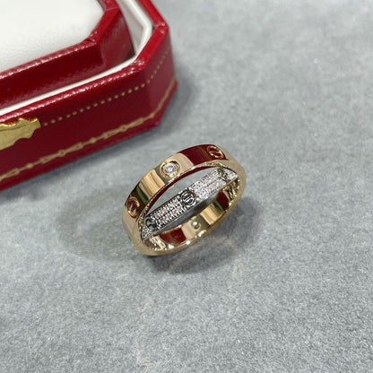 [BLAUE TRÄNEN]LIEBE ROSA GOLD SILBER DIAMANT DOPPELRING