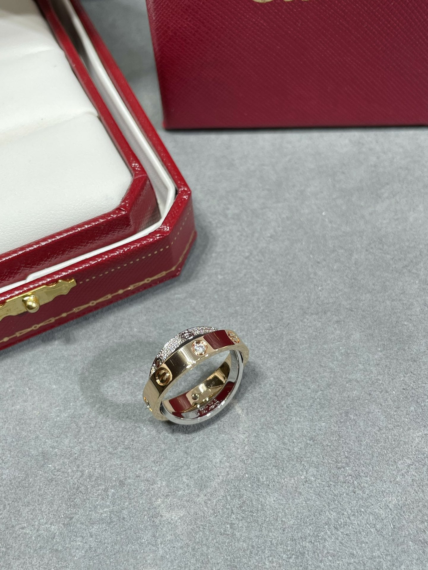 [BLAUE TRÄNEN]LIEBE ROSA GOLD SILBER DIAMANT DOPPELRING